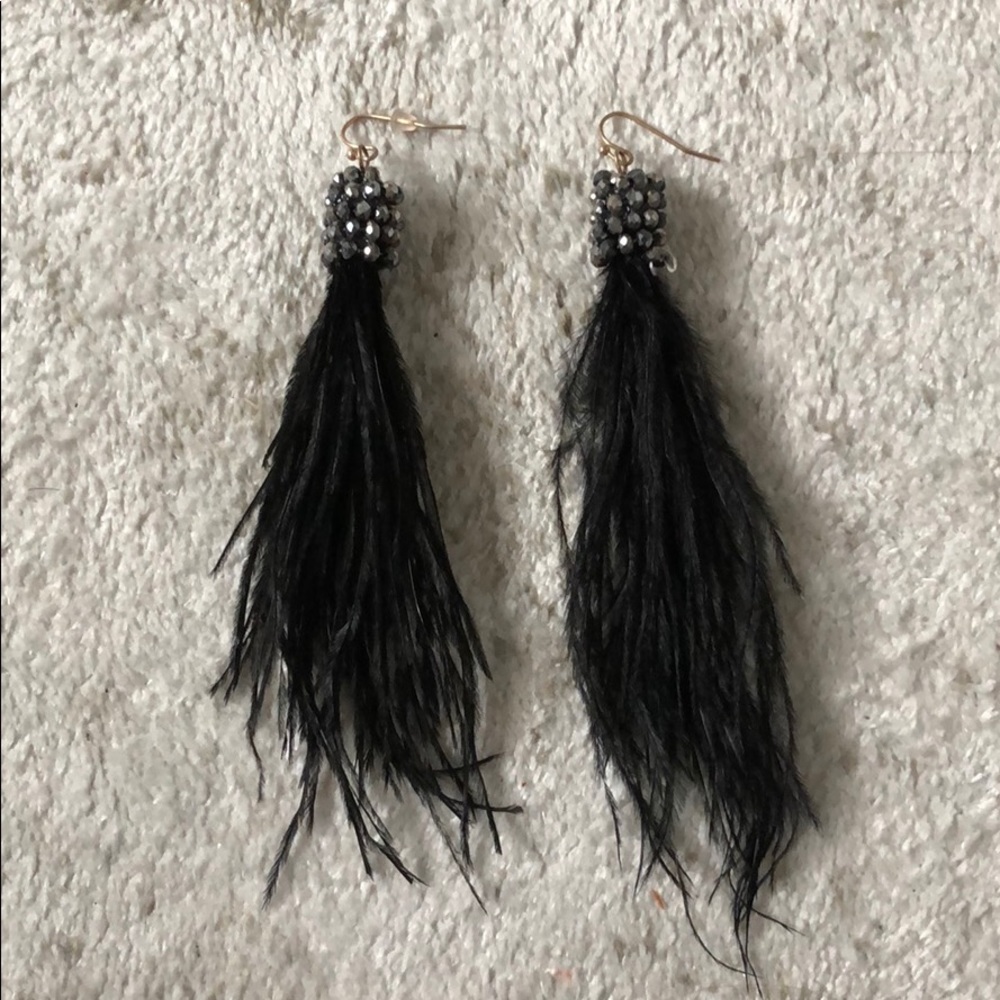 Black Feather Earrings NWOT